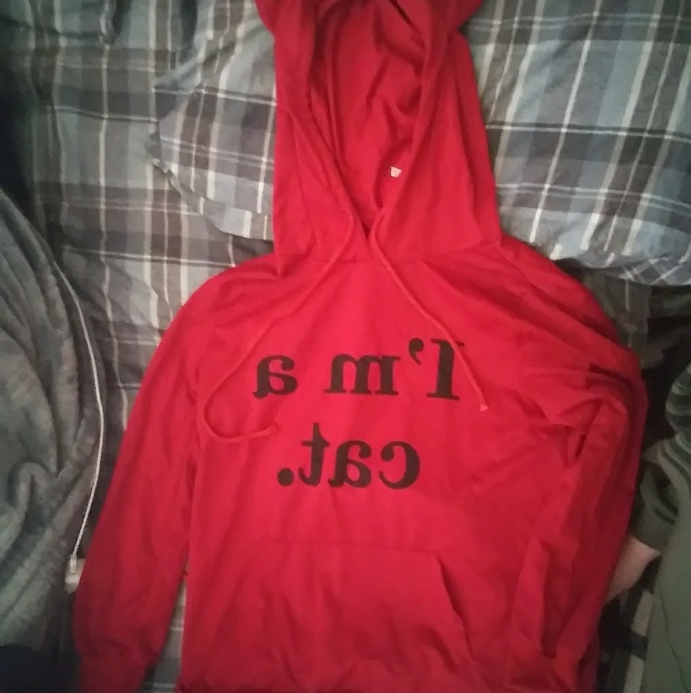 "I'm a Cat" Hoodie W/Cat Ears- Red